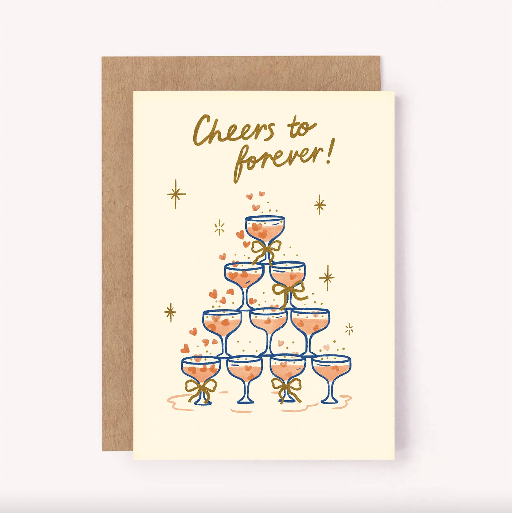 Cheers to Forever card - Champagne Wedding Engagement Love