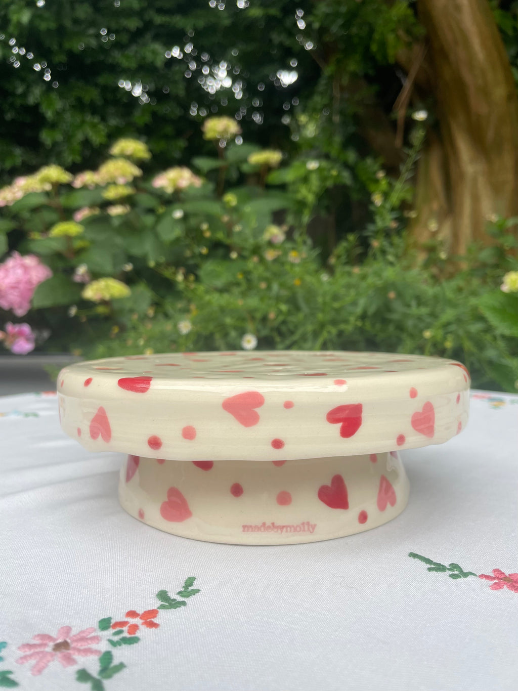 Hearts Ceramic Cake Stand