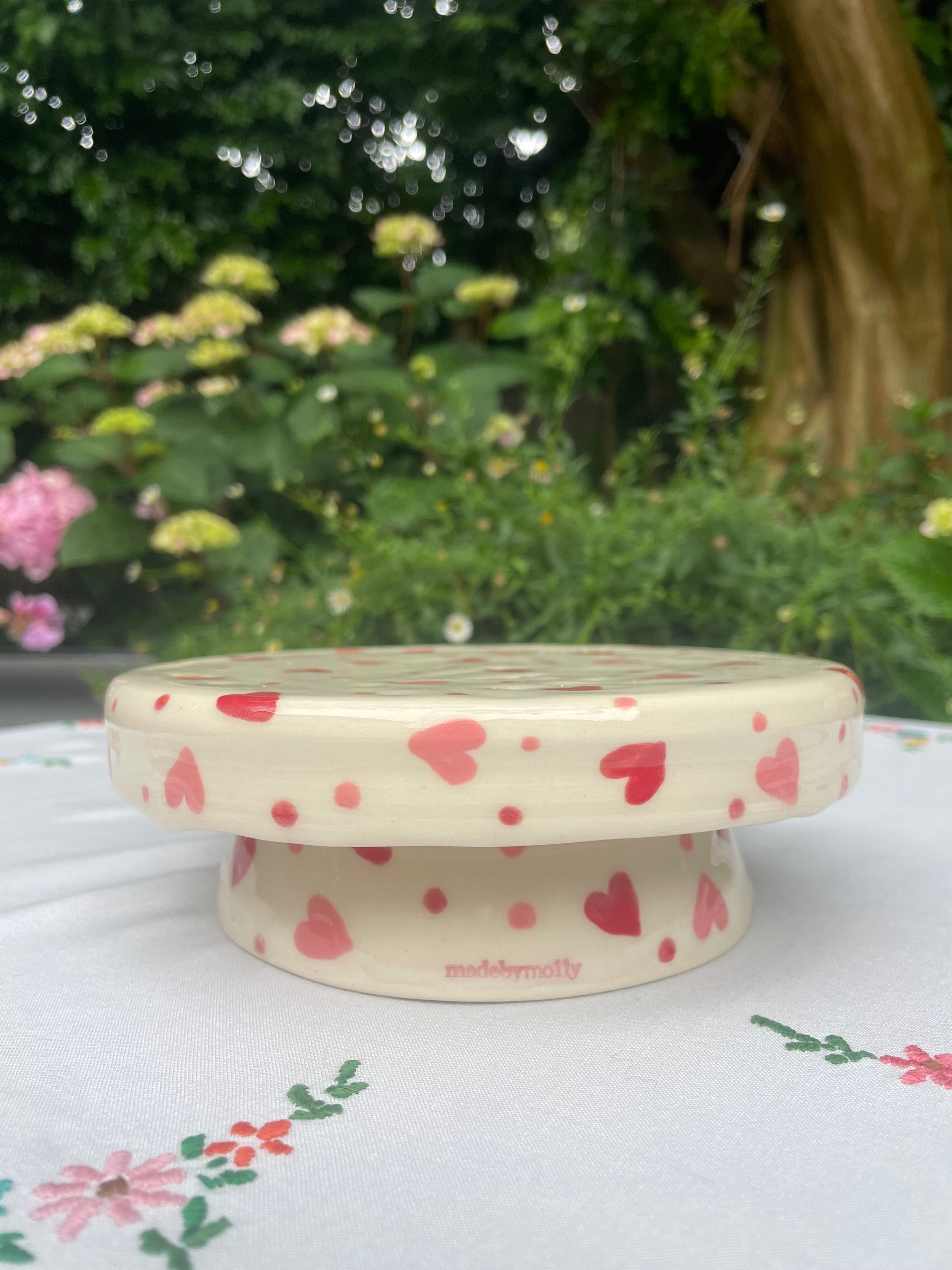 Hearts Ceramic Cake Stand