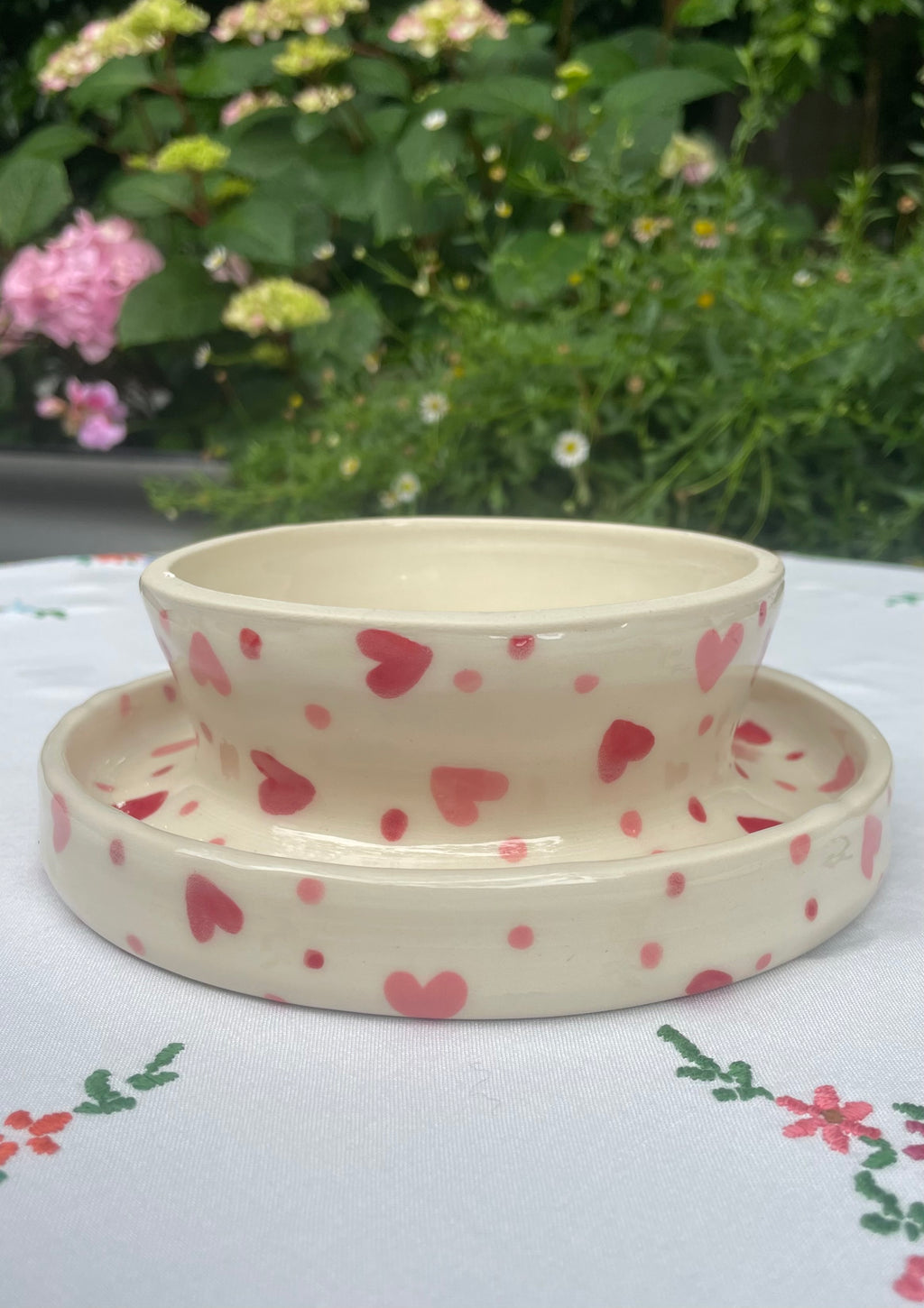 Hearts Ceramic Cake Stand