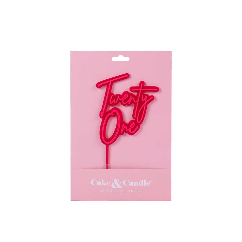 'Twenty One' Cursive Cake Topper