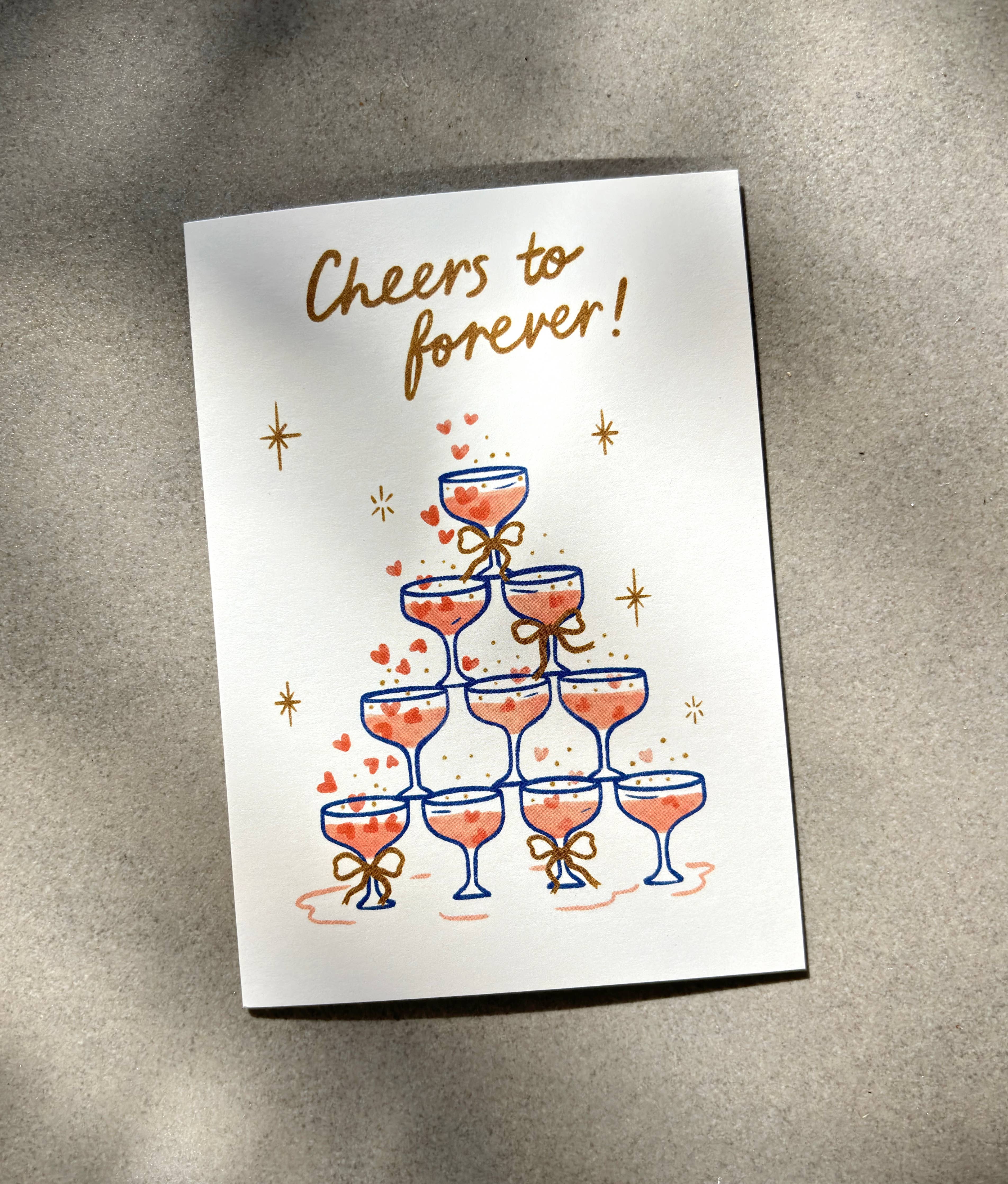 Cheers to Forever card - Champagne Wedding Engagement Love