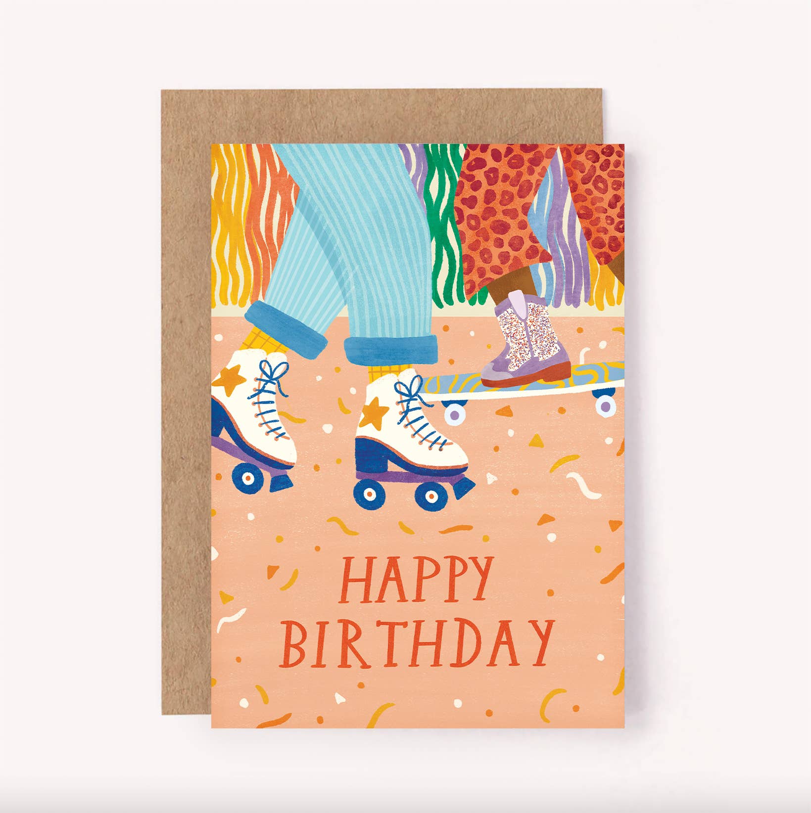 Skating Birthday Card - Rollerskating Disco Retro Fun Bday